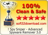! Spy Sniper - Advanced Spyware Remover 3.0 Clean & Safe award